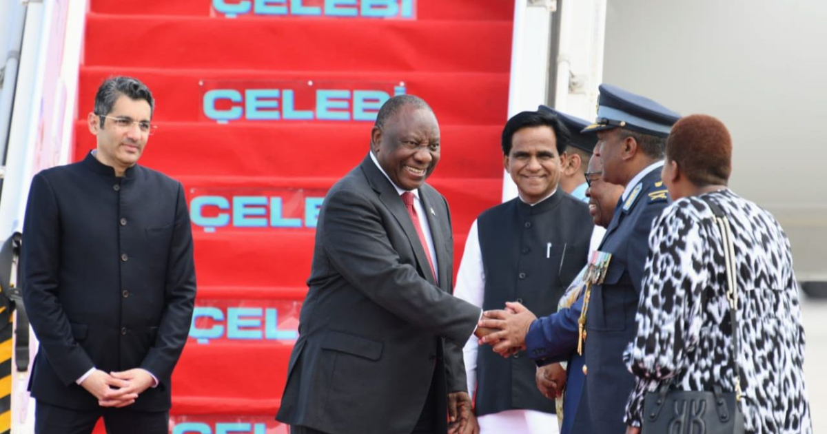 South African President Cyril Ramaphosa arrives in New Delhi to attend G20 Summit
